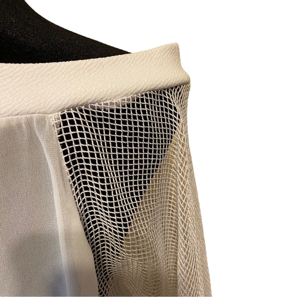 NWOT Beware! White Mesh Net Sheer Top Women’s Size Large - Picture 9 of 16